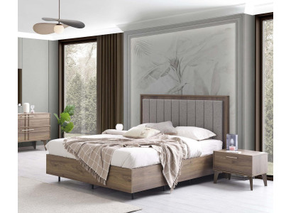 Bedroom Suite Double bed Bed Bedside tables Brown Wood Set 3pcs