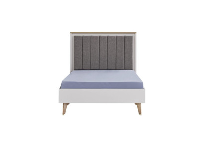 Bed frame Childrens room Childrens bed 100 cm youth bed Wood Gray Fabric
