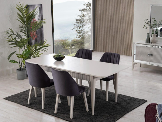 Dining table extendable Modern Dining set Dining room Set 9 pieces Gray Wood
