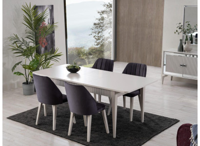 Dining table extendable Modern Dining set Dining room Set 9 pieces Gray Wood