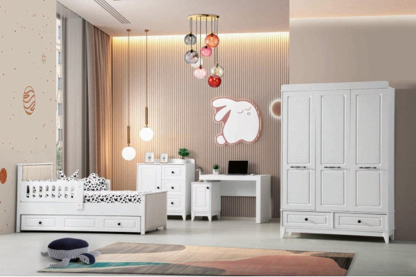 Modern Complete Youth Room Luxury Childrens Room Set 4pcs White Color new удаление