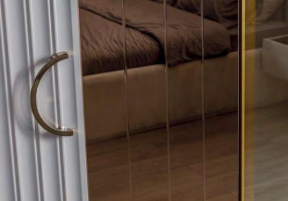 Modern Light Gray Wardrobe Bedroom Elegant Glass Cabinets Wardrobe