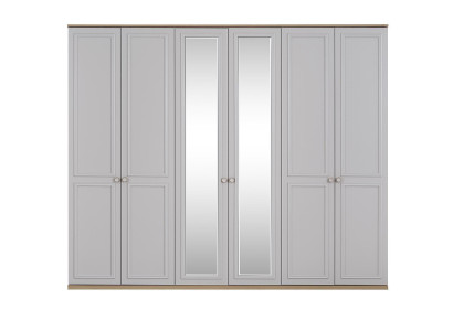 Bedroom cupboard Wardrobe Wardrobe Gray Wood Mirror 6 doors