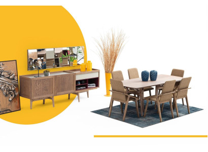 Dining room Group Dining table Chairs Sideboard Table Wood Set 8pcs White