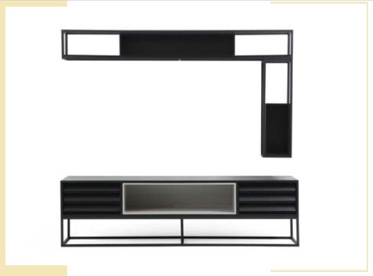 Wall unit TV-cabinet Lowboard Shelves TV Stand Set Wood Modern Black Design
