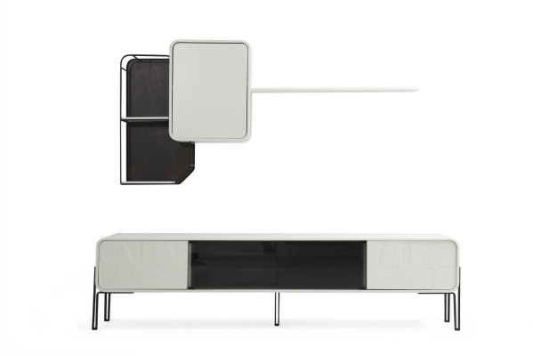 Wall unit TV-cabinet Lowboard Shelves Wardrobe TV Stand Set Wood Modern White