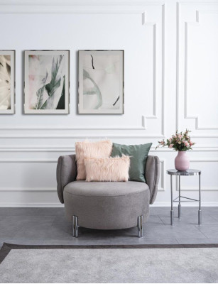 Gray Upholstery Armchair Living room Single Seater Textile Armchair Lounge Furniture