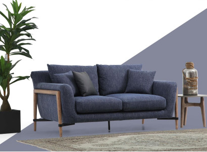 Three Seater Sofa 3 Seater Fabric Modern Sofas Design Living room Blue