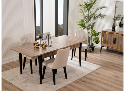Dining set Suite Dining room Dining table Set 7-piece Dining room Brown Wood