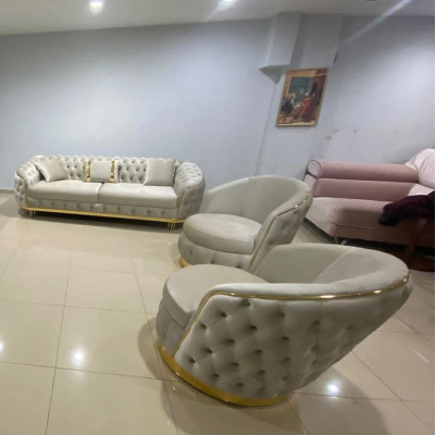 Designer Living room Set Consists of 3-Seater Sofa and 2x Armchair 3-piece.