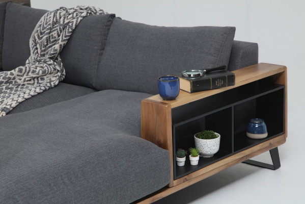 Corner sofa L-shape Sofa Gray Modern Fabric Design Living room Polyester
