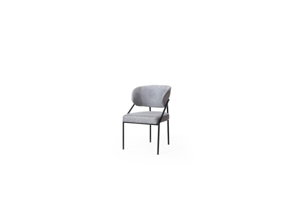 Gray upholstered chair Dining room Designer Chairs Metal frame Luxury Furniture