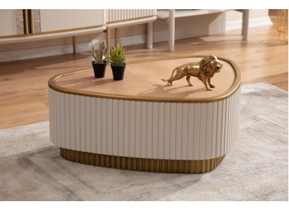 Triangular Coffee table White -Brown Living room Coffee tables Wooden tables