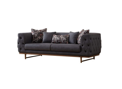 Black Chesterfield Sofa Designer Bed function Living room 3-Seater