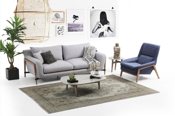 Sofa set 3 Seater Armchair Three Seater Fabric Sofas Modern Design Gray