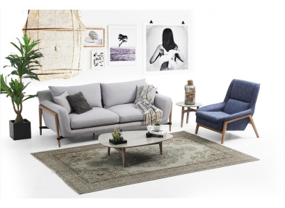 Sofa set 3 Seater Armchair Three Seater Fabric Sofas Modern Design Gray