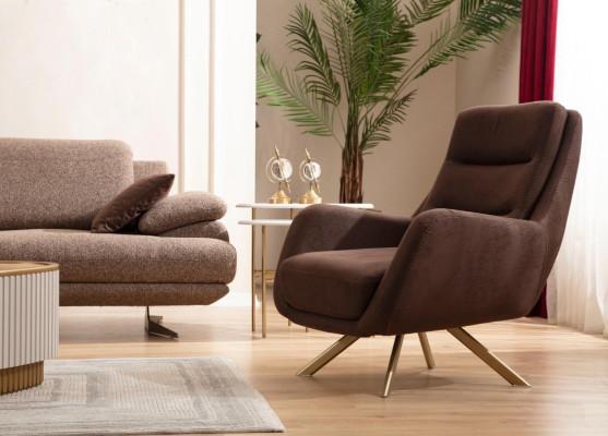 Brown Velor Armchair Modern Armchair Living room Textile Furniture