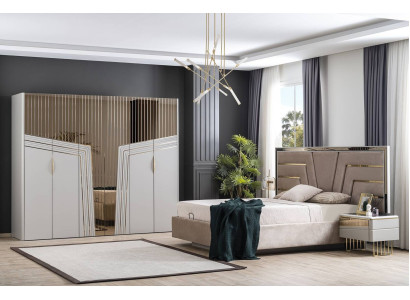 Modern Bedroom Set Designer Bed 2x Bedside tables Wardrobe