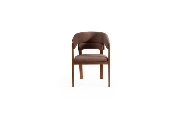 Brown Designer Chair Dining chairs Textile chair Designer wooden feet