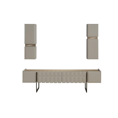 Modern Living room Wood Furniture Designer TV Wardrobe x2 Wall Shelves 3-piece Set