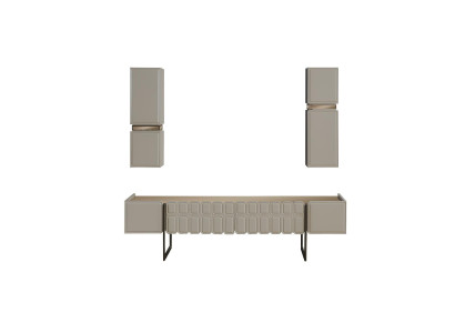 Modern Living room Wood Furniture Designer TV Wardrobe x2 Wall Shelves 3-piece Set