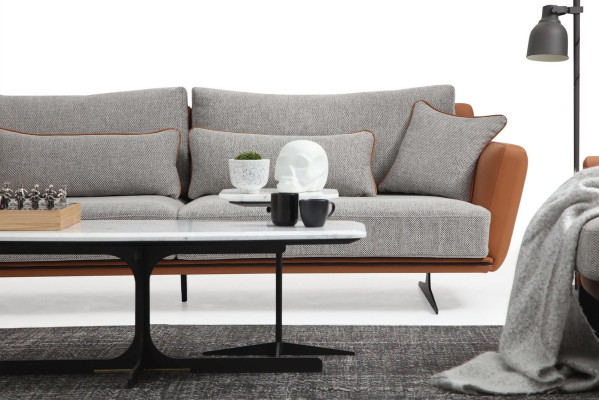 Sofa set 21 Seater Living room Sofa Orange Fabric Armchair Two-seater