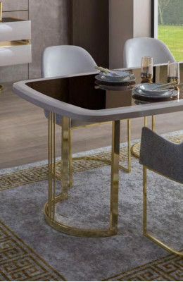 Noble dining room suite luxury glass table stainless steel chairs modern 7-piece set