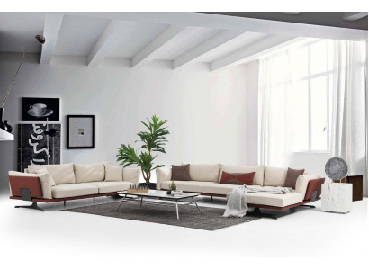 Sofa set Corner sofa L-shape 2 Seater Beige Modern Fabric Sofas Set Corner