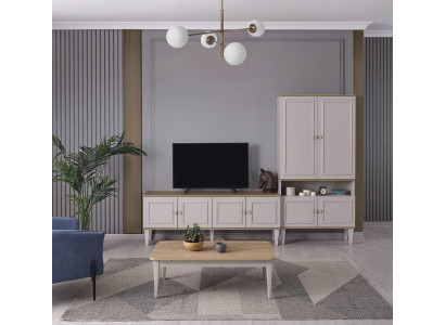 Suite TV Stand Wardrobe TV-cabinet Lowboard Living room Shelves Gray Wood
