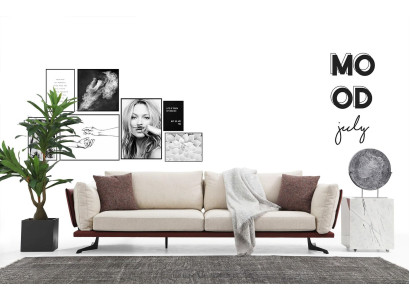 Four Seater Sofa 4 Seater Fabric Beige Modern Design Living room Luxury
