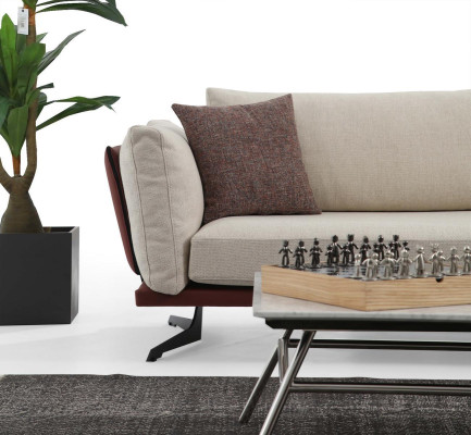 Four Seater Sofa 4 Seater Fabric Beige Modern Design Living room Luxury
