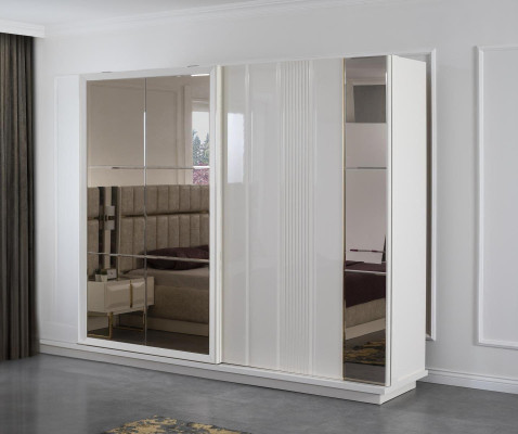 White Wardrobe wardrobe wooden cabinet mirror cabinet new