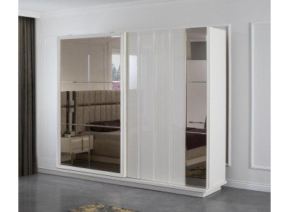 White Wardrobe wardrobe wooden cabinet mirror cabinet new