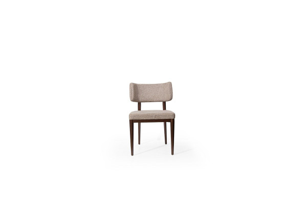 Designer Beige Textile Chair Dining room Brown Wooden Feet Designer Furniture