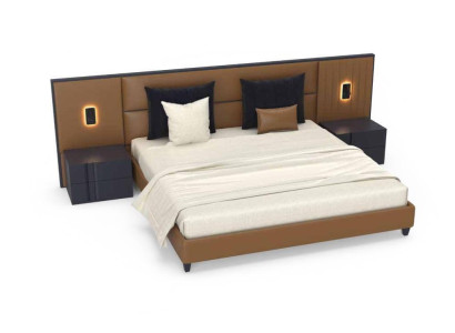 Luxury Bedroom Bedside table Beds Bed 3-piece Design Furnishings Complete Set