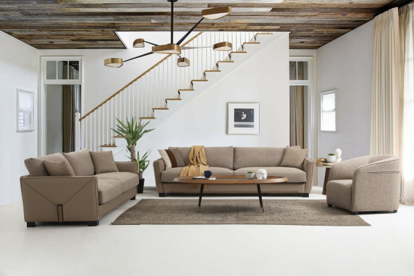 Sofa set 431 Seater Armchair Sofa Modern Fabric Beige Set 3-piece sofas