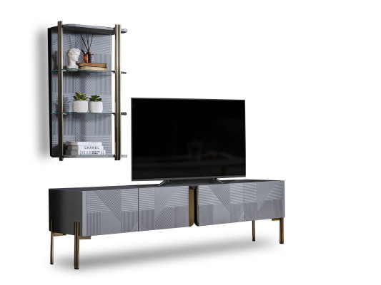 Gray Living room Designer TV Wardrobe Luxury Wall Cabinet Living Set