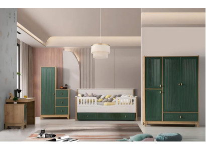 Stylish Childrens room Set Consists of Bed 2х Wardrobe Desk