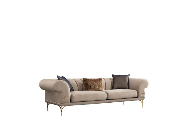 Beige three-seater luxury upholstered couch Living room seating furniture 3-Seater new