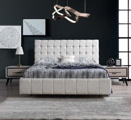 exclusive s Bedroom Set White Double bed Luxury 2x Wood Bedside tables