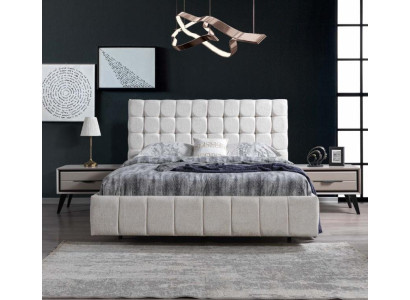 exclusive s Bedroom Set White Double bed Luxury 2x Wood Bedside tables