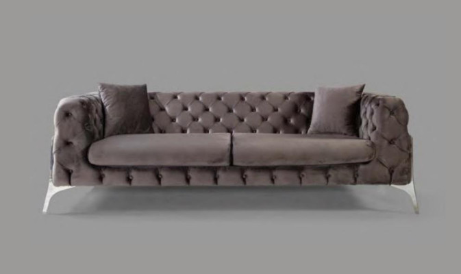 Chesterfield Sofa set 3+3+1 Seater Suite Sofa Armchair Sofas Grey