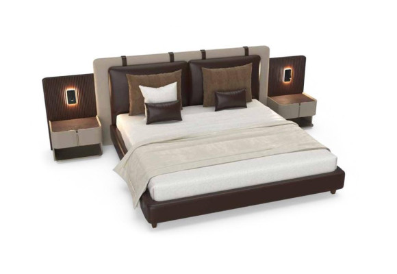 Luxury Bedroom Bedside table Beds Bed 3pcs. Complete Set Design Furnishings