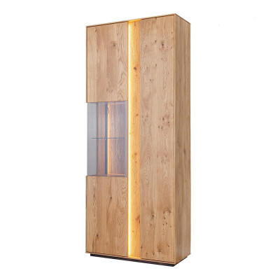 Living room Brown wooden display case LED display case Wood Wardrobe glass cabinet new