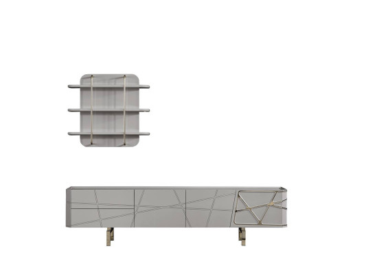 Gray Living room Suite Wooden Furniture Stylish TV Wardrobe Wall Shelves
