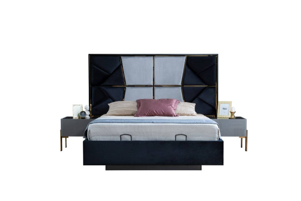 Gray Bedroom Suite Designer Double bed 2x Bedside tables 3tlg new