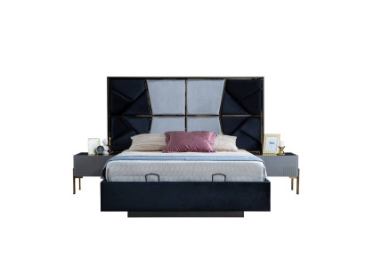 Gray Bedroom Suite Designer Double bed 2x Bedside tables 3tlg new