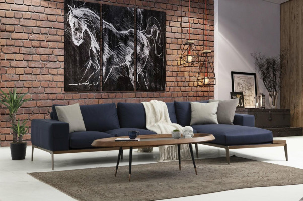 Corner sofa L-shape Sofa Living room Gray Modern Fabric Sofas Seater Design