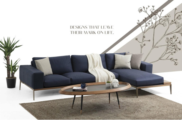 Corner sofa L-shape Sofa Living room Gray Modern Fabric Sofas Seater Design