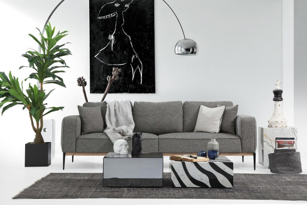 Four Seater Sofa 4 Seater Fabric Sofas Modern Design Living room Gray